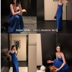 2025 new summer suspender dress for women summer hot girls hip-packing long skirt waist-hugging slim long skirt
