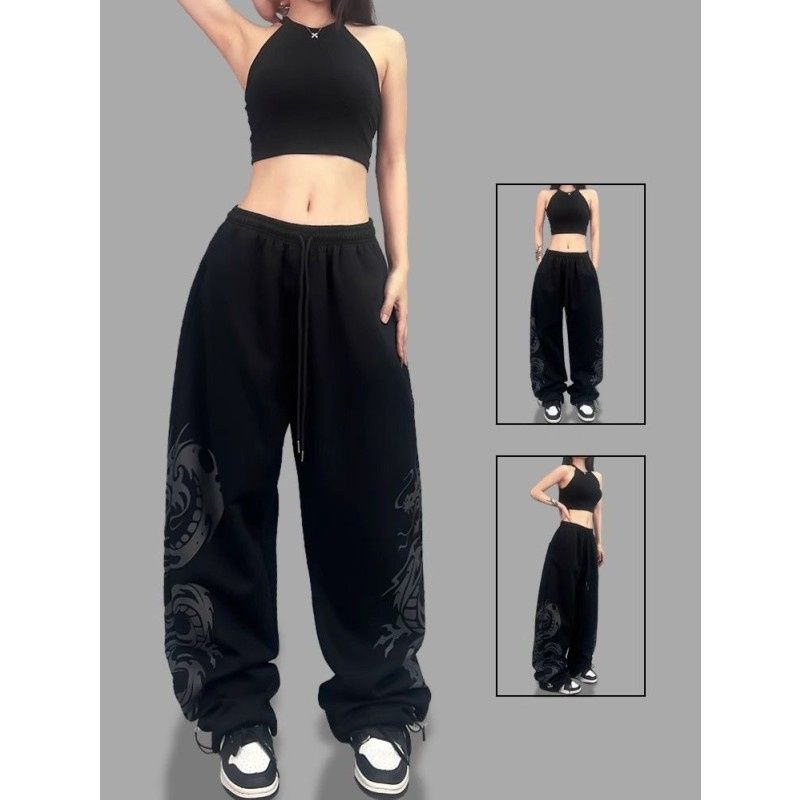 Cross-border Amazon AliExpress high waist drawstring loose European and American spicy girl style jazz dance hip hop sport pants women 