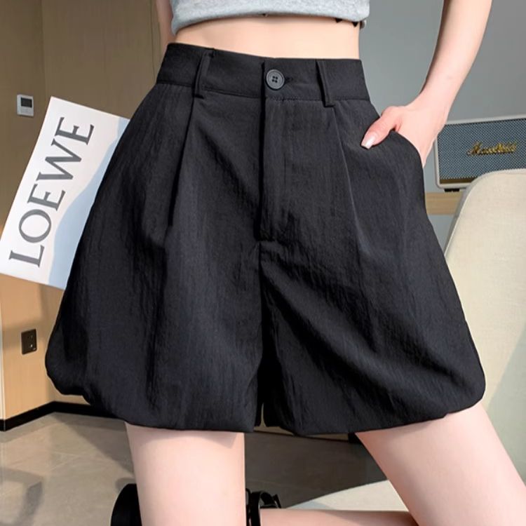 New summer versatile high-waist wide-leg shorts loose and slim A-line hot pants casual work shorts