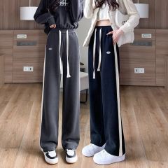Junior high school students casual sports pants for women 2025 spring and autumn new high waist drooping wide-leg pants small straight-leg sweatpants