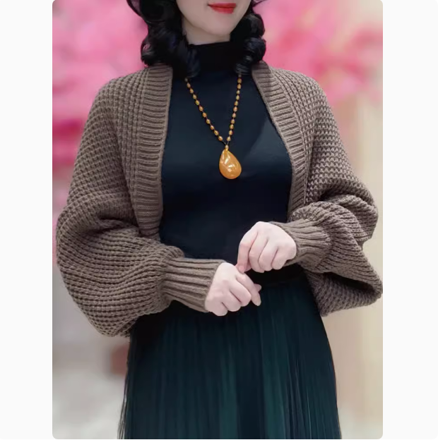 新款針織披肩女外搭春秋季保暖時尚百搭洋氣寬鬆長袖氣質開衫