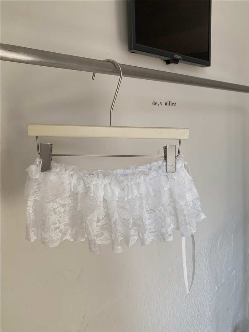 Real shot of summer black ears lace decoration short apron curtain ass curtain lace skirt hem curtain