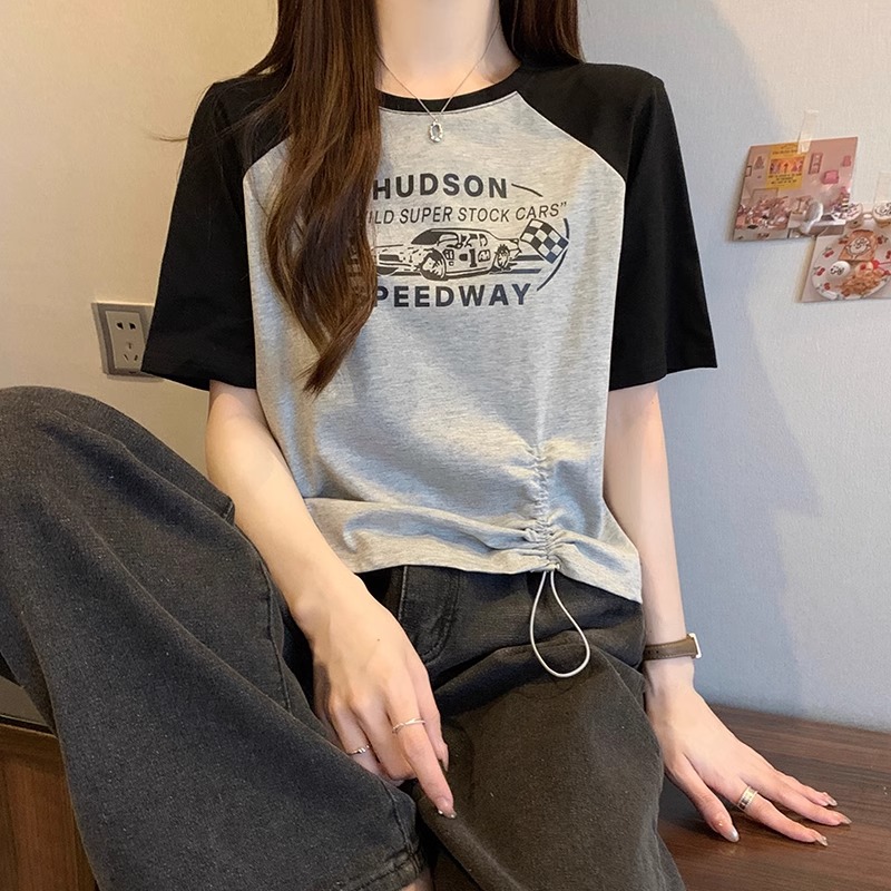 Printed 40 pieces of 92 cotton 8 spandex 210 grams of rear bag 200 catties extra large size design T-shirt