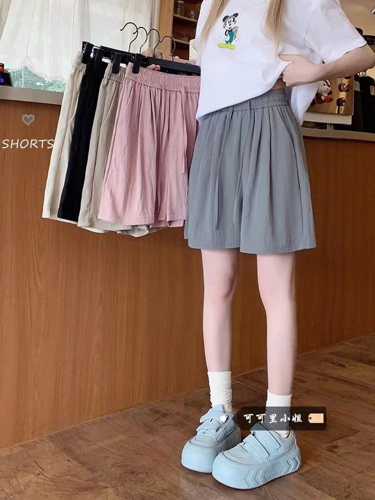 闊腿休閒褲女夏季新款韓系寬鬆小個子直筒短褲五分褲