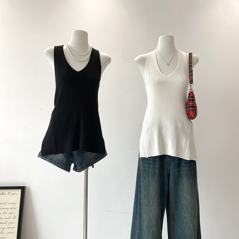 Backless strap vest V-neck versatile high-end merino wool sexy strap strap