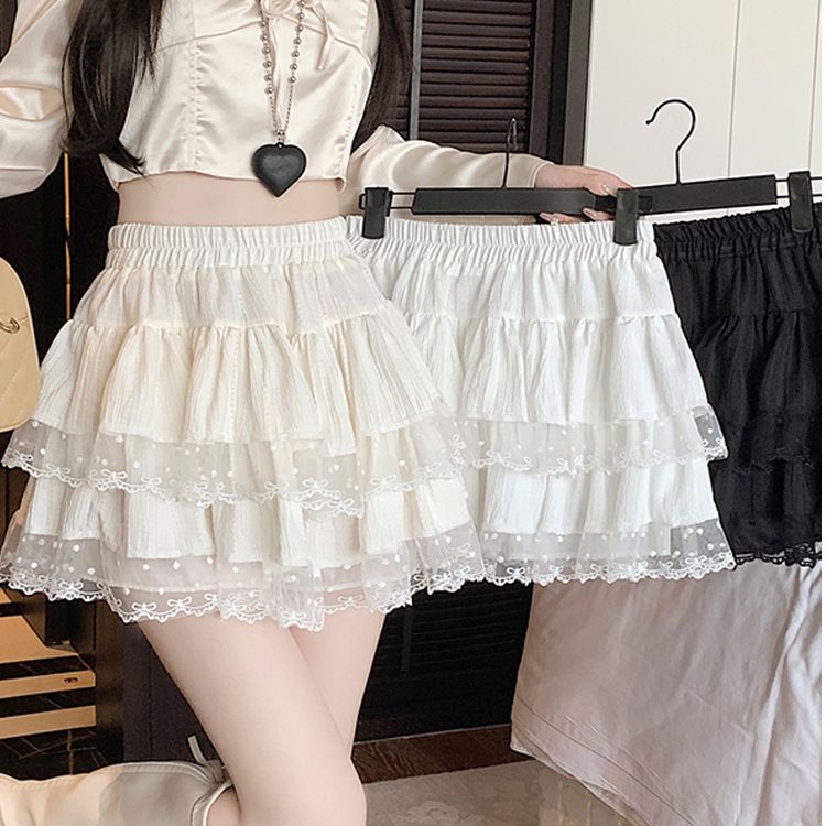Original ballet-style cake half skirt for women, petite size, high-waisted, slimming, prevents exposure, A-line, fluffy short skirt