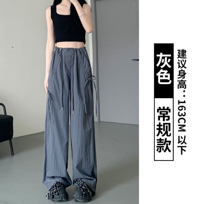 American sports pants for women in summer 2025 new high waist straight bow casual khaki quick-drying work pants