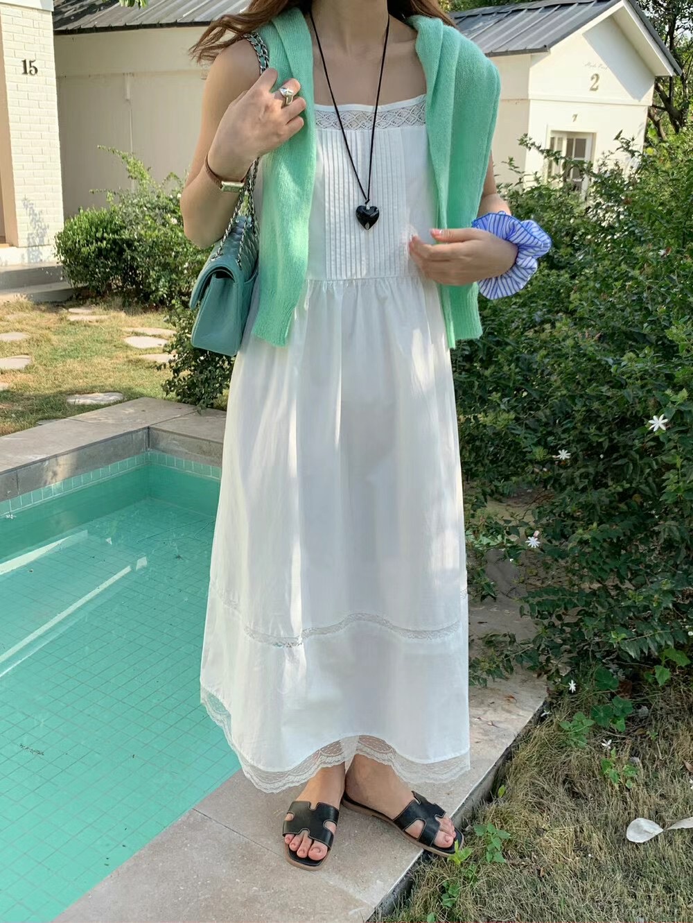 韓系連衣裙吊帶女夏季顯瘦遮肚高級感溫柔風吊帶裙子