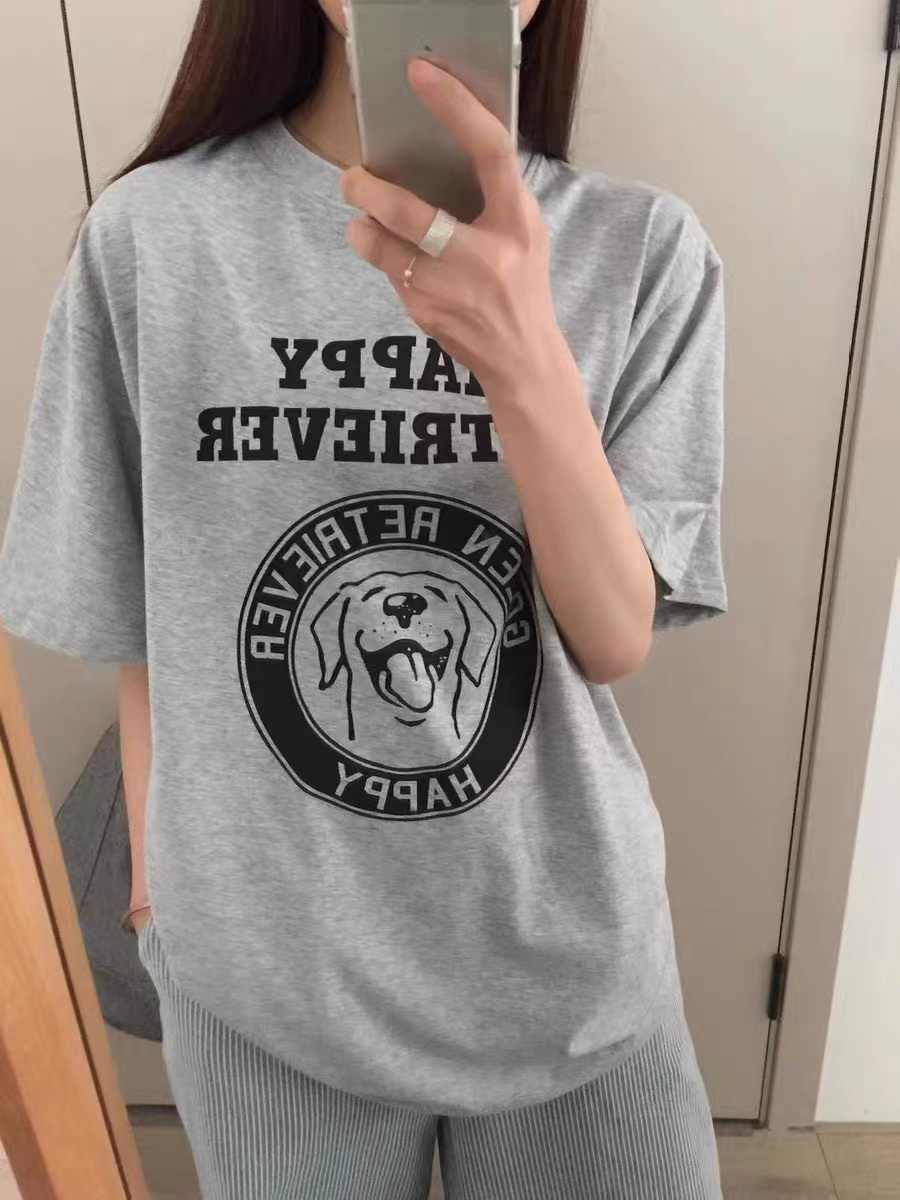 韓國外貿韓版新款夏季短袖T恤女韓版寬鬆慵懶原宿上衣chic港百搭