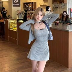 Charming Lady Dress with Tank Top, 2025 Summer New Design, Fitted Bodice, Sexy Open Style