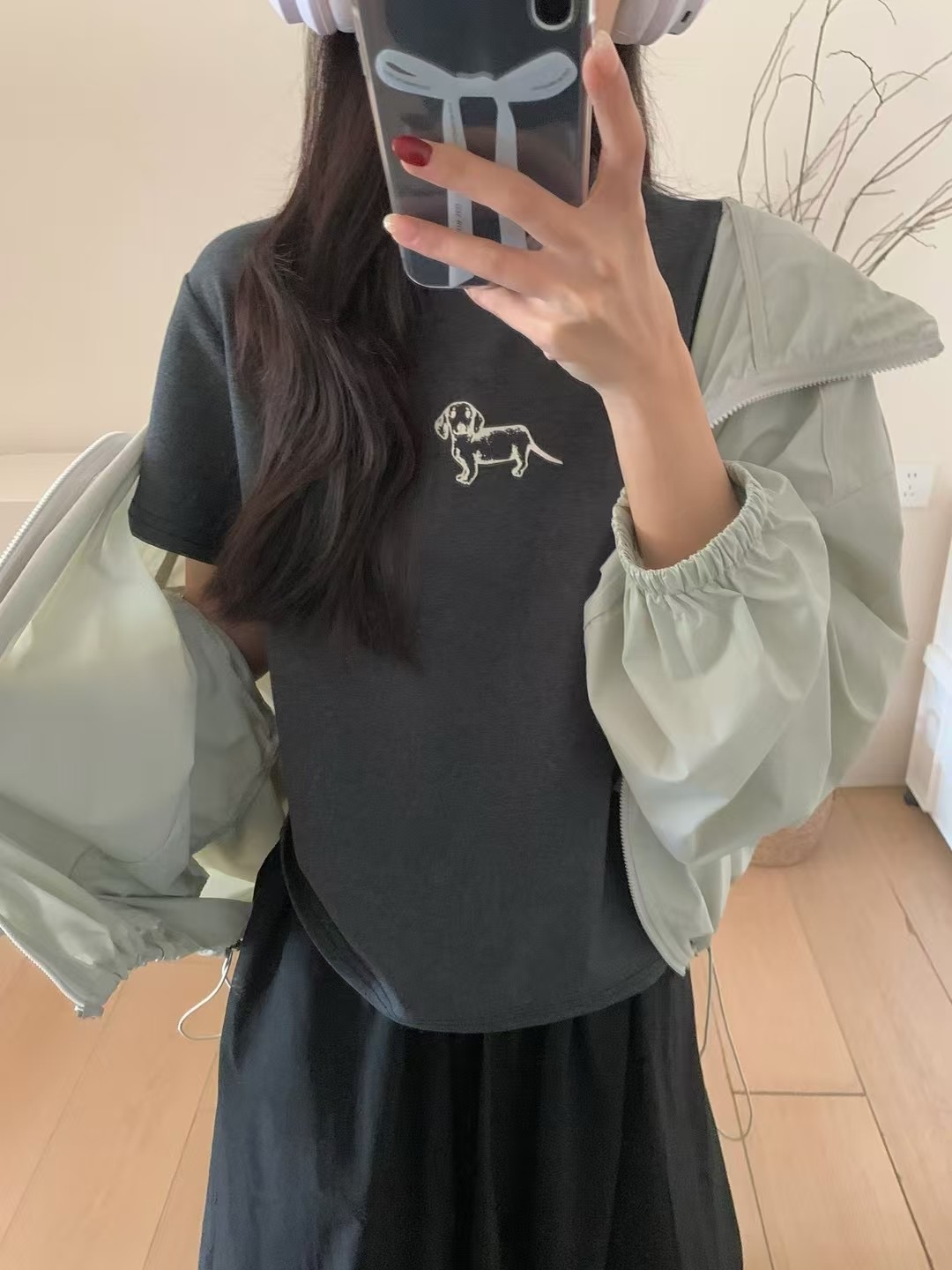 實拍～簡約卡通印花百搭休閒減齡女圓領短袖磨毛T恤衫上衣