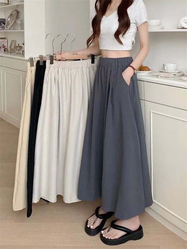ZHIBAOBI design sense Yamamoto long skirt for women new elastic waist high waist slimming A-line personality half-body umbrella skirt ins