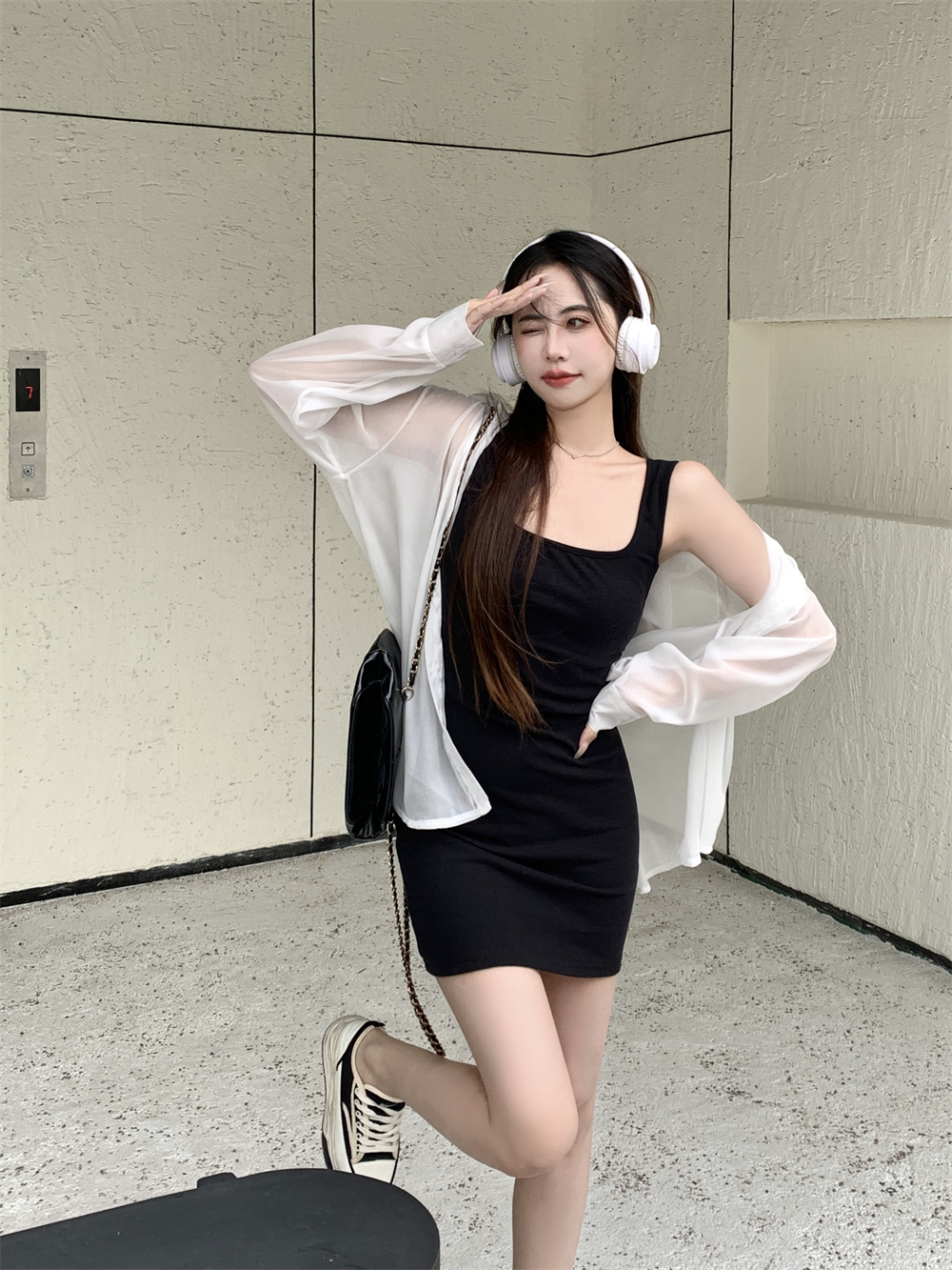 實拍 夏季韓版純色吊帶連衣裙打底衫女新款純棉修身百搭裙子