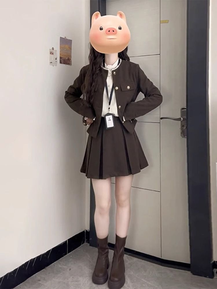 2025早春新款小香風連衣裙子女春秋季韓系小個子穿搭一整套裝短裙