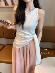 GS blogger wears new summer paper-piece dressing” Korean high-end waist-hugging sleeveless vest sweater for women