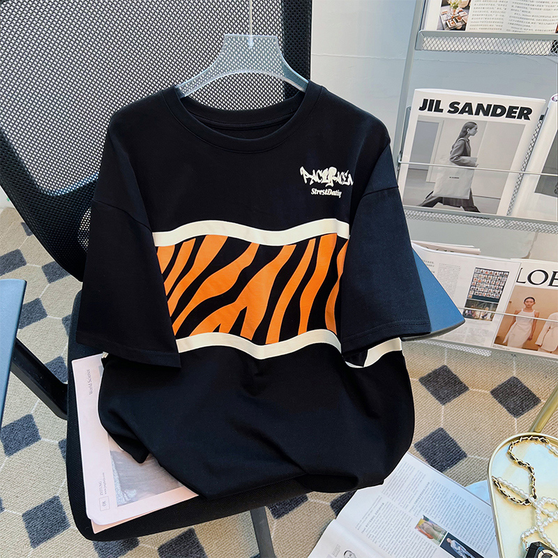 Official picture pure cotton 200g quality 240 jin large size printed loose versatile texture T-shirt