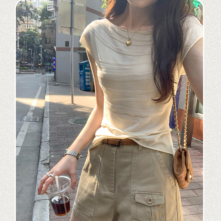 天貓質量坎肩無袖肌理感針織衫女2025夏季新款韓系小眾上衣