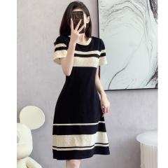 2025 summer Hepburn wind and ice silk dress summer thin V-neck black professional skirt for women small black skirt for women