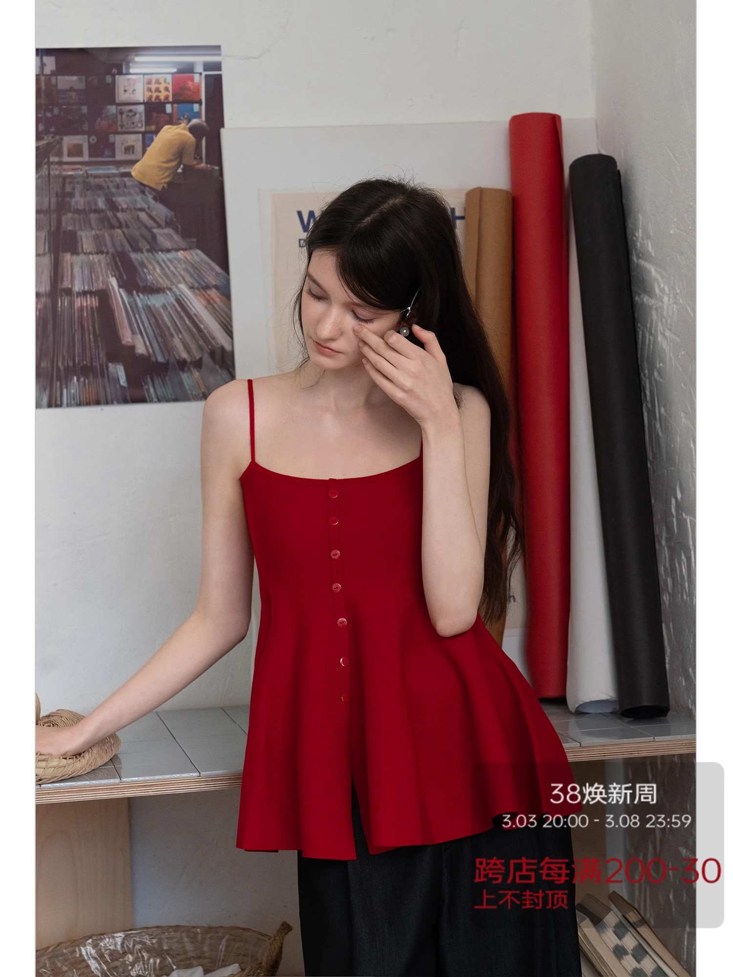 Breasted design slit knitted suspender vest for women in summer pure sleeveless hot girl inner top