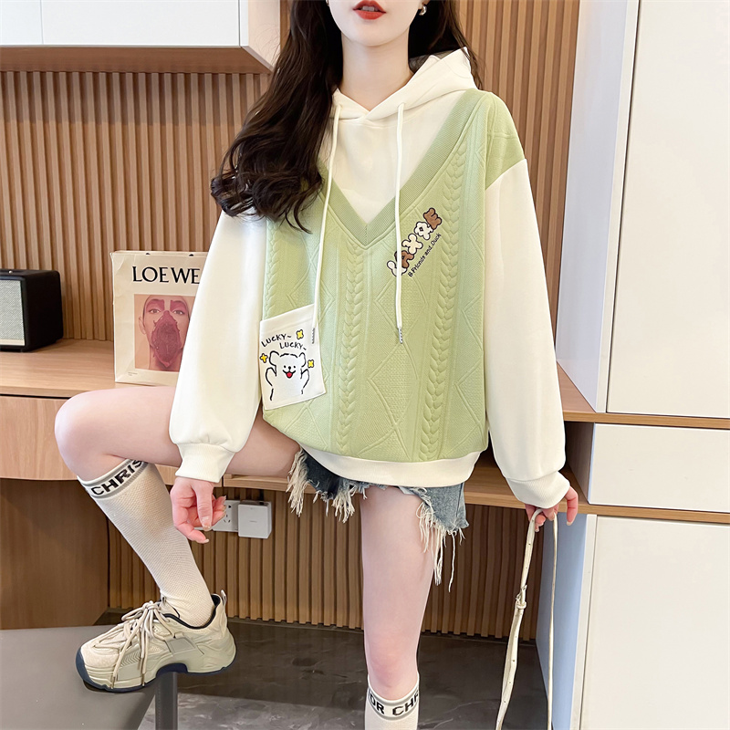 First real-time jacquard baseball uniform 2025 new hooded top large size college style retro loose sweatshirt for women