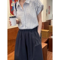 95棉5氨綸質量240斤大碼日系復古撞色彩色條紋T恤