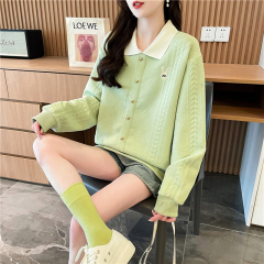 First release real-time jacquard jacket 2025 new loose and popular OP collar casual sweatshirt for women