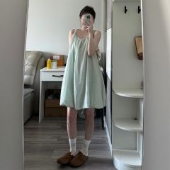 Ladies' Summer New Arrival French Fashion Floral Bodice Dress with U-Neck Straps, Short Skirt Sweet and Spicy Style for Petite Figures