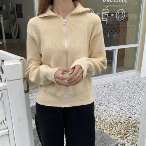 Real shot Korean version 2025 new ins style lazy turtleneck thickened knitted cardigan jacket sweater
