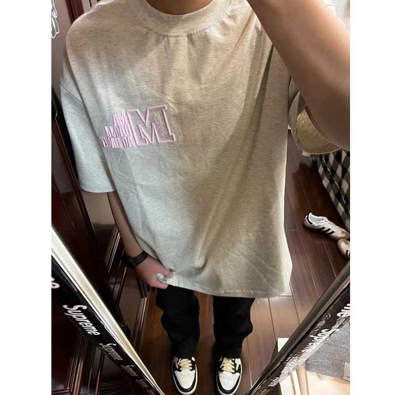 Foam printed pure cotton 210g combed tight quality 240 jin large size Hong Kong flavor T-shirt
