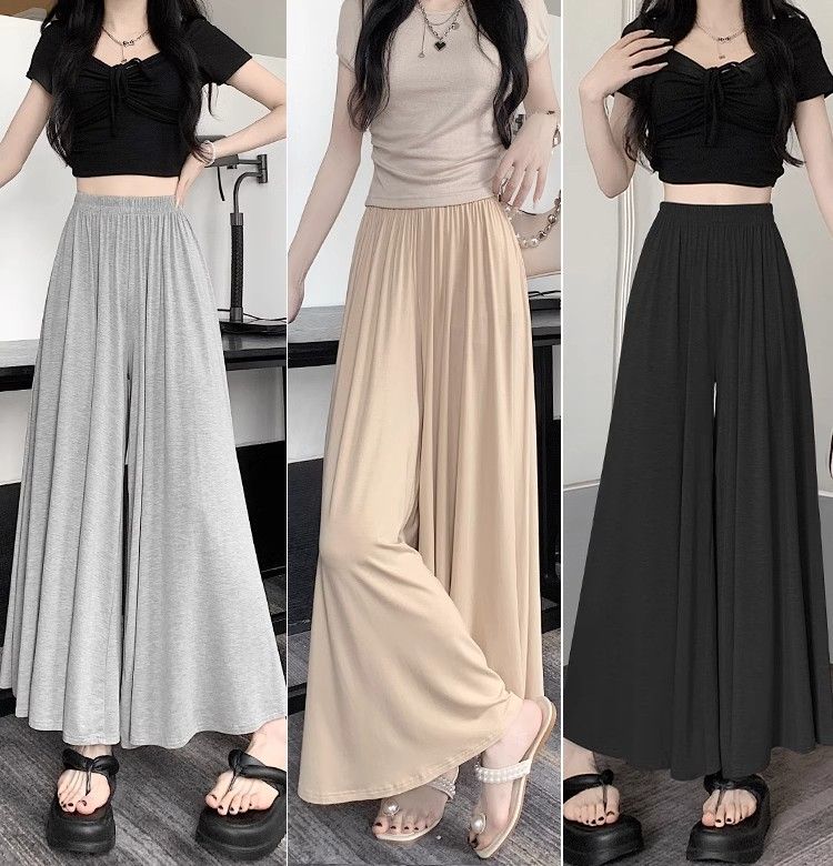 Original method of elastic waist fluttering pants for women's summer thin wide-leg pants high waist loose drooping