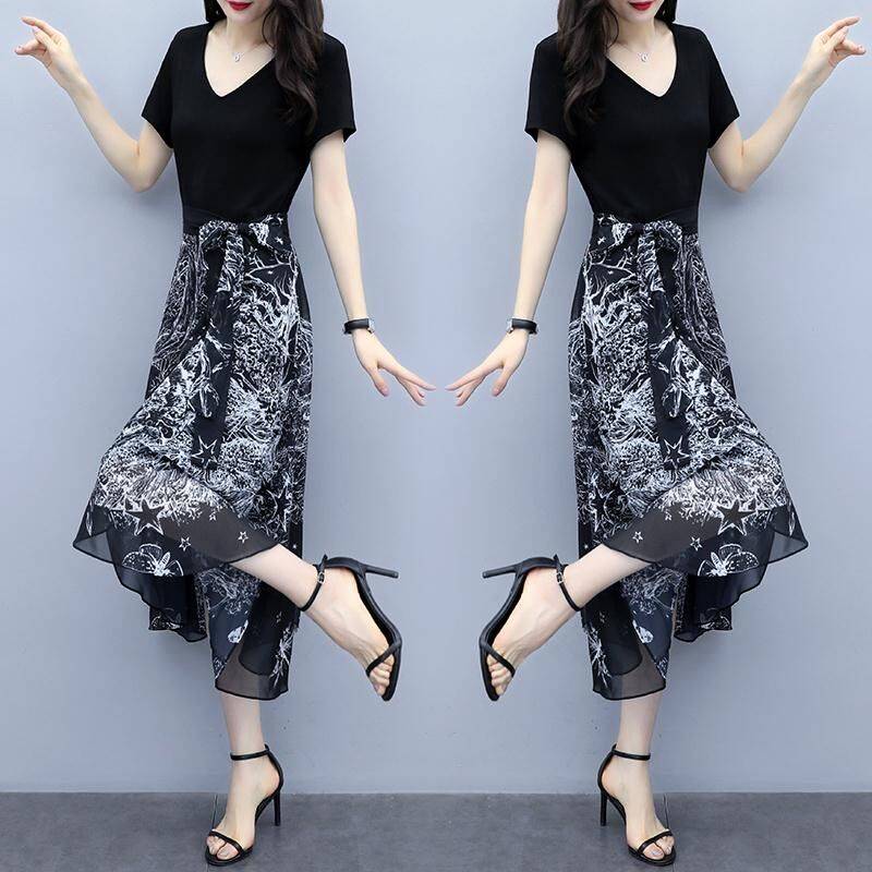 2025 summer women's clothing temperament waist-hugging slim dress for women's popular chiffon long skirt large size women's skirt