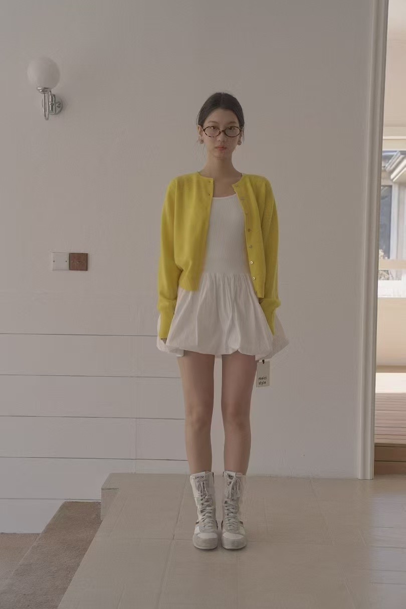 芭蕾少女~韓系減齡純欲風春季修身顯瘦U領背心花苞裙連衣裙