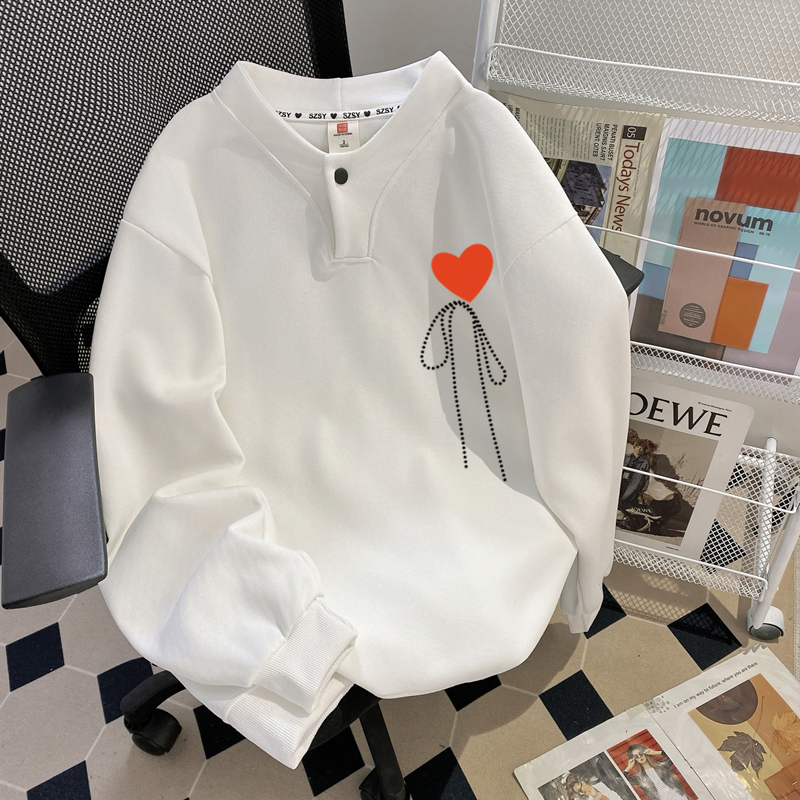 First-time real-time pure cotton Hua cotton replica milk silk large size spring and autumn thin simple men and women printed sweatshirt