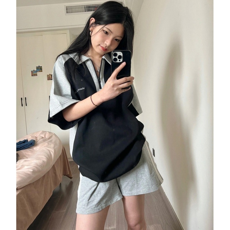Embroidered pure cotton 210g combed tight mass 240 jin large size Korean version salt T-shirt