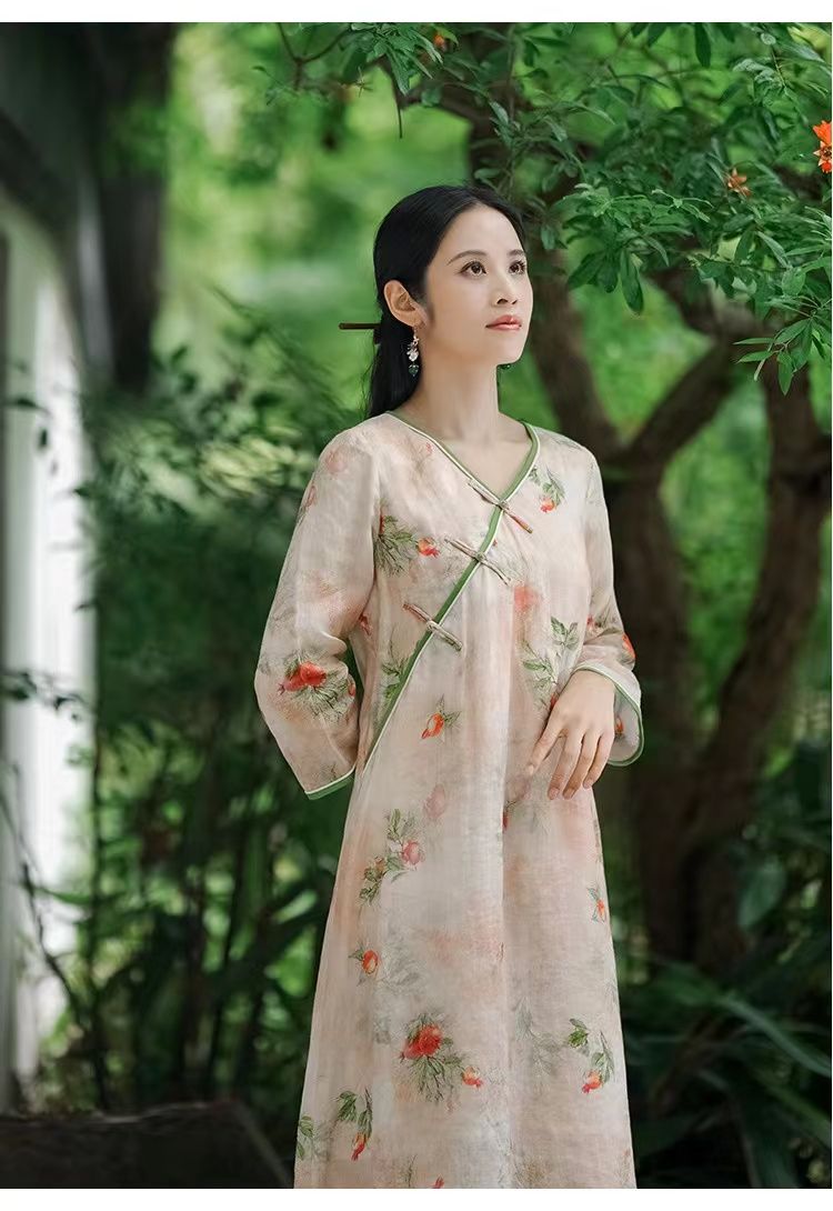Fashion Chinese style women's clothing 2025 new dress simple loose travel suit retro literary cheongsam skirt women