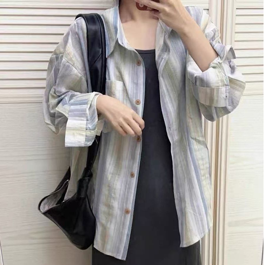 2025 summer Japanese lazy style sweet shirt simple loose sunscreen shirt jacket female waist slim