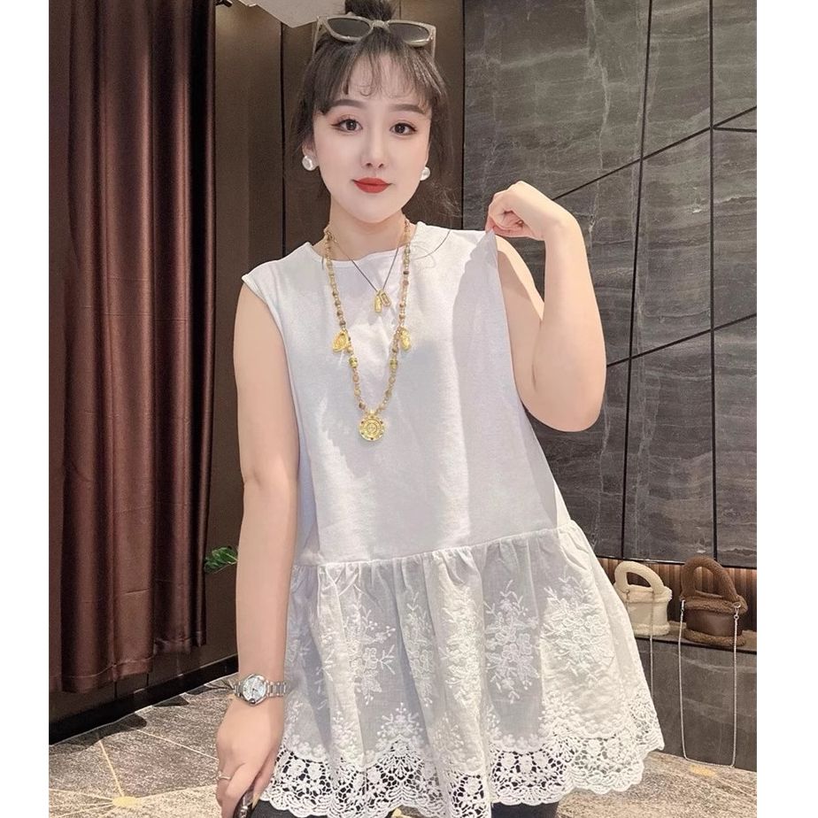 Designer Lace Embroidered Sleeveless Backless Top for Women, Spring and Autumn New Age-Defying Loose Matchy-Dressy Layering Base Skirt