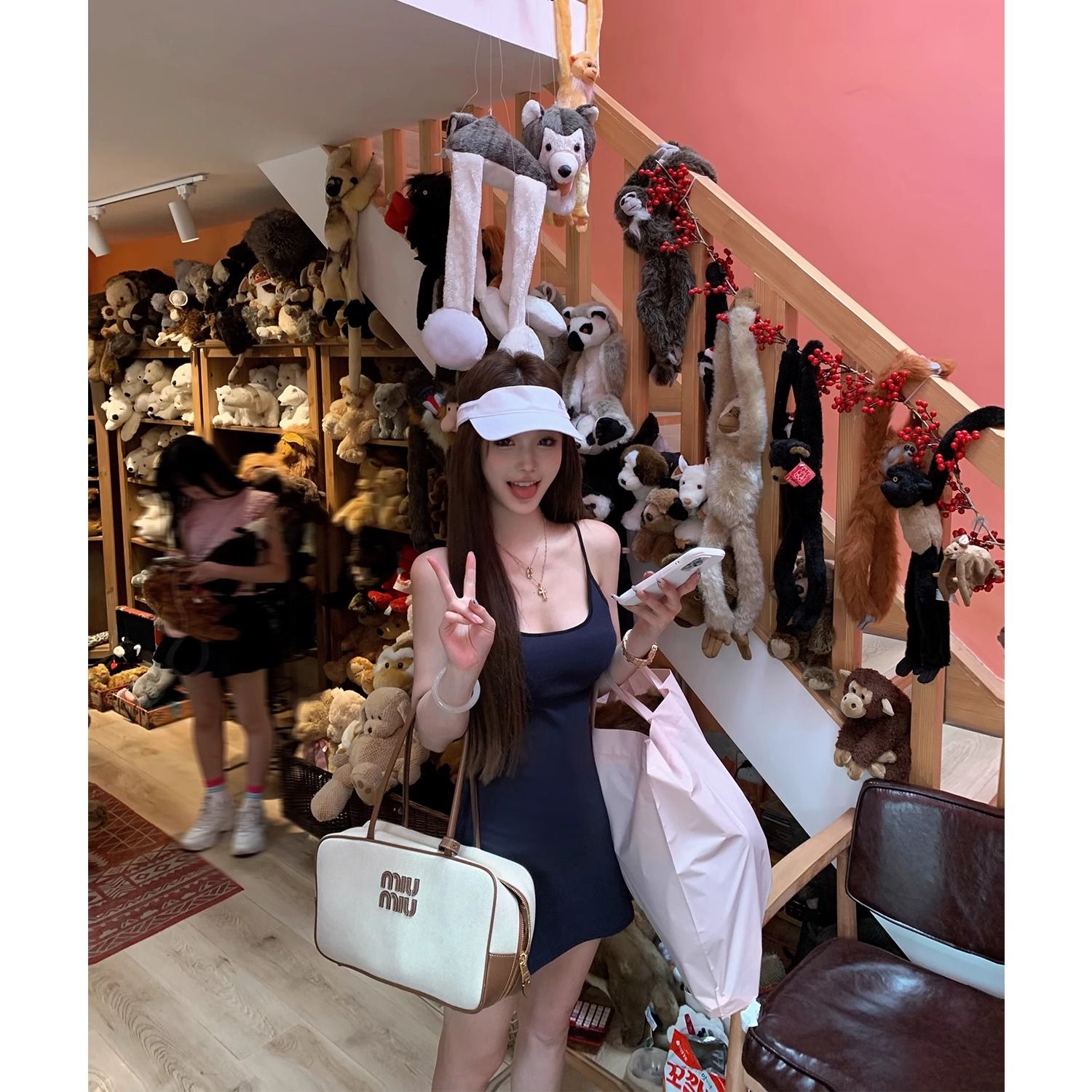 JMSHOP 小蠻腰 美式運動感露背吊帶連衣裙女夏帶胸墊收腰短款裙子