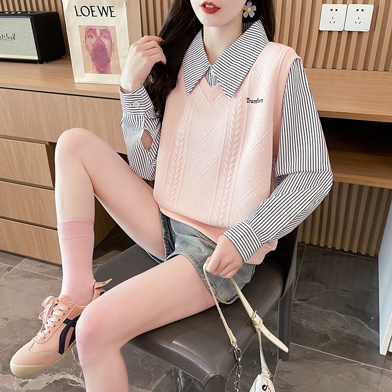 First real-time jacquard 100 polyester autumn and winter new jacquard versatile OP neck loose sweatshirt for women