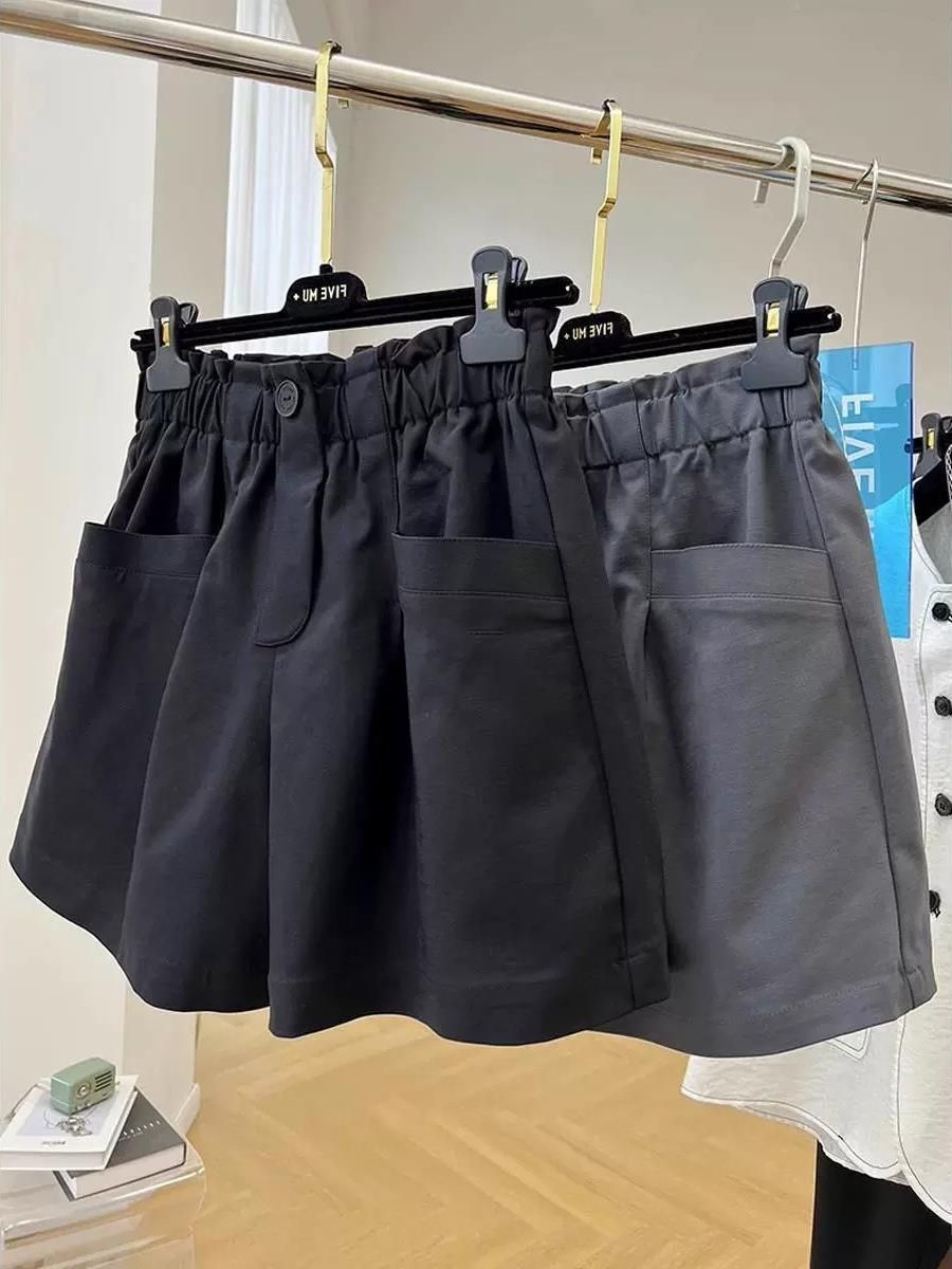 High waisted flower bud shorts for women 2025 summer loose slim A-line wide-leg shorts student versatile sports casual pants