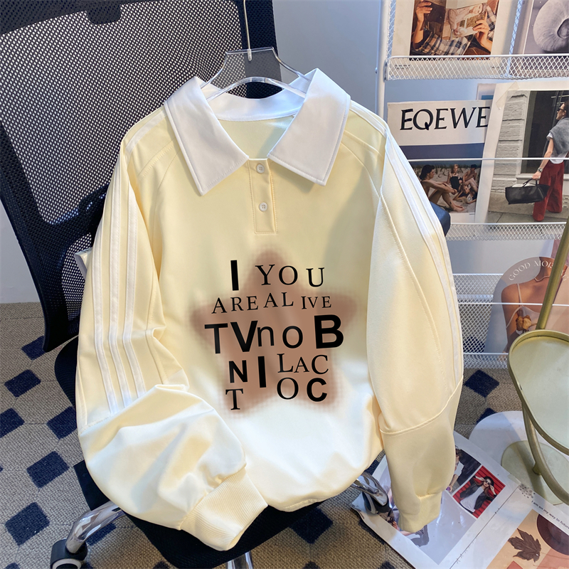 First launch real-life Chinese cotton composite milk silk 2025 three-bar new POLO thin sweatshirt