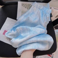 Pocket tie-dye high waist droop casual pants for women thin design niche loose straight wide-leg pants