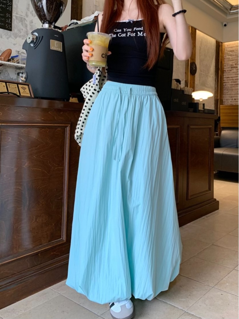 Real shot of the new puffy flower bud skirt with high waist slim design and versatile A-line half-body lantern skirt