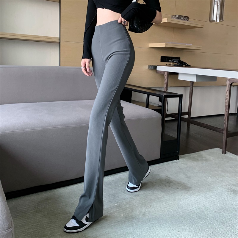 Real shot!!  High-waisted slim casual bell-bottom pants for women's internet celebrity fashion trousers