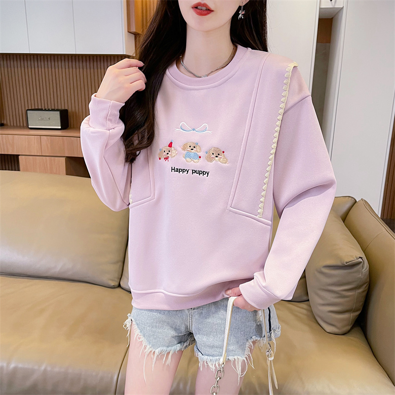 Real shot original jacquard embroidery large size women's spring and autumn thin long-sleeved sweatshirt women's loose design top