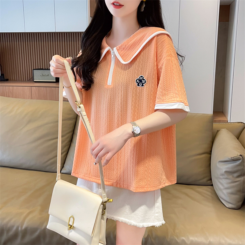 First time real-time photo of the flower-soaked bag quality short-sleeved T-shirt for women loose large-size top