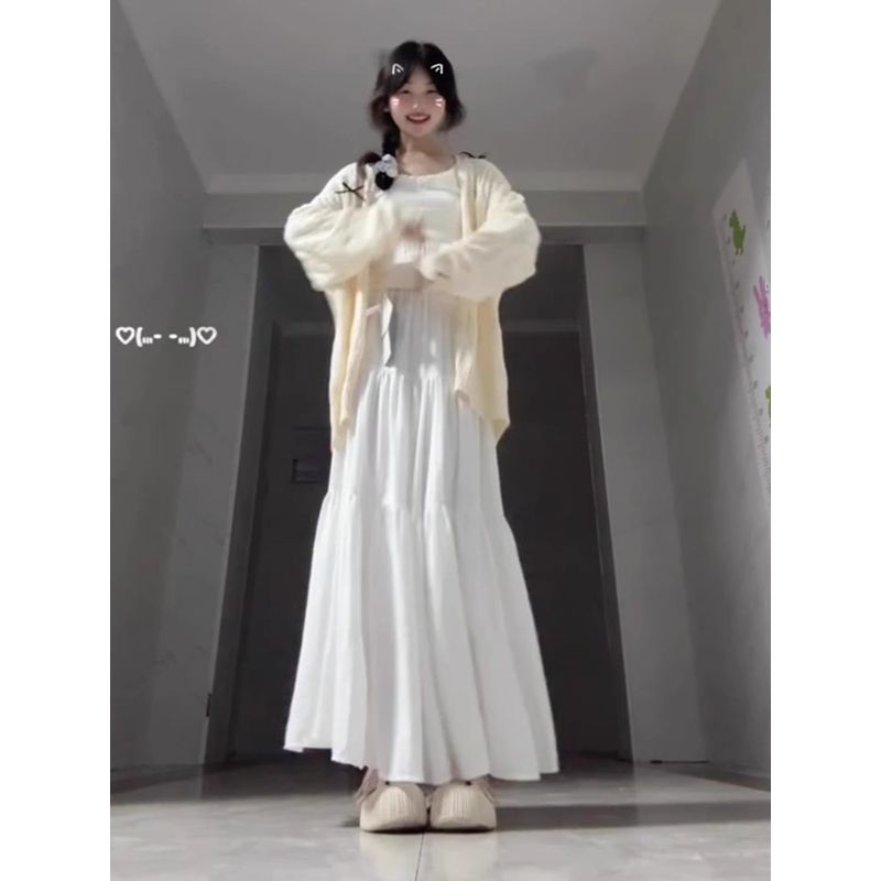 法式溫柔風白色蓬蓬半身裙女2025新款夏季小個子高腰a字蛋糕裙子