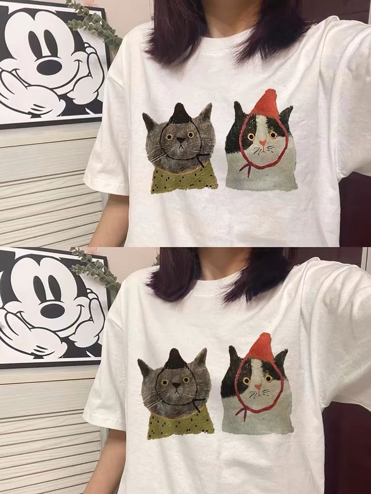 韓國外貿原版夏季新款短袖T恤女韓版寬鬆慵懶原宿上衣chic港