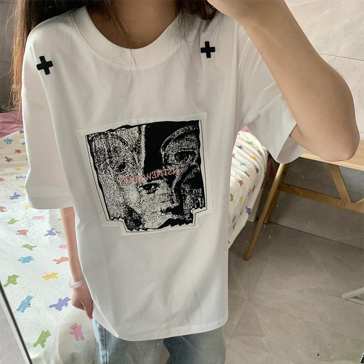 原版做工  貼布刺繡+印花 19支220克純棉 螺紋領+包邊拉肩
