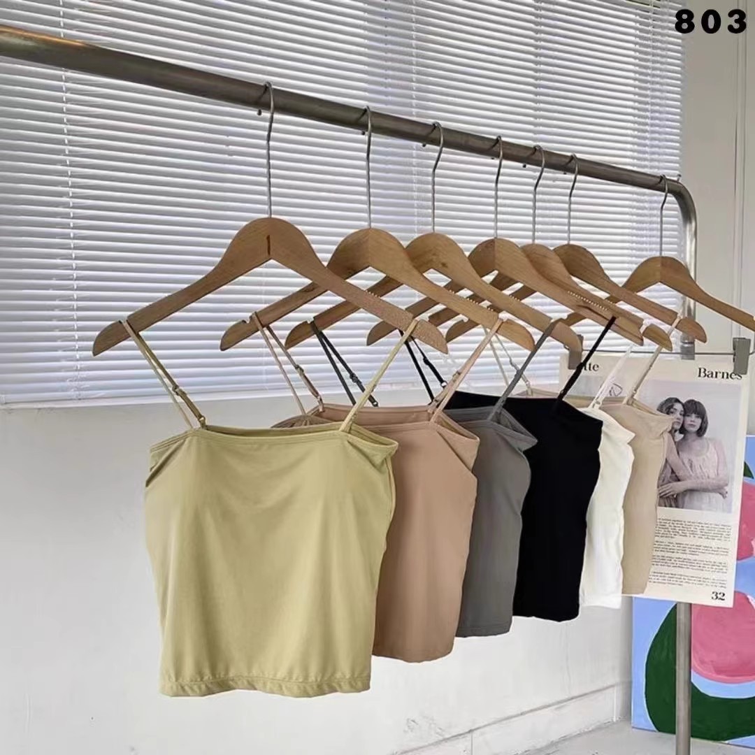 Ice silk suspender vest for women wearing summer thin beautiful back integrated fixed cup underwear base top